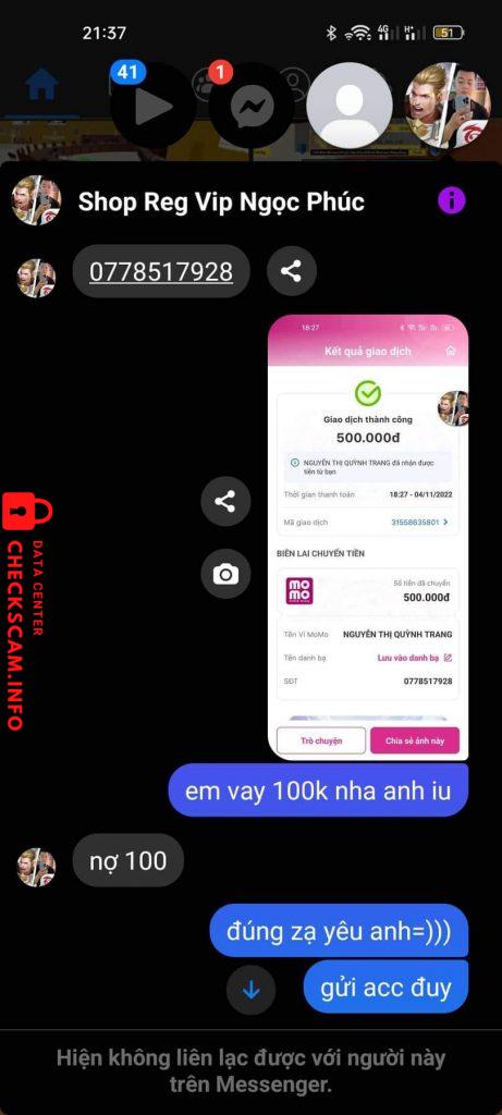 対する証拠 NGUYỄN THỊ QUỲNH TRANG