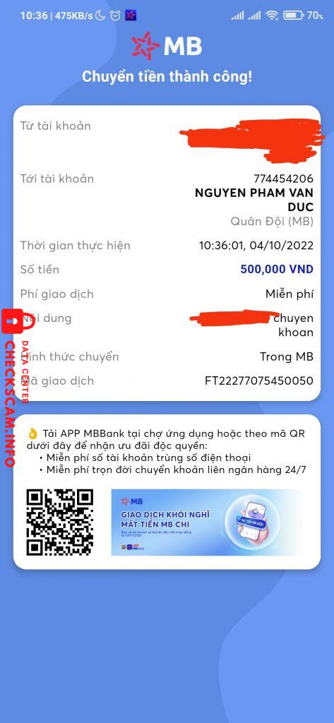 対する証拠 Nguyen Pham Van Duc 