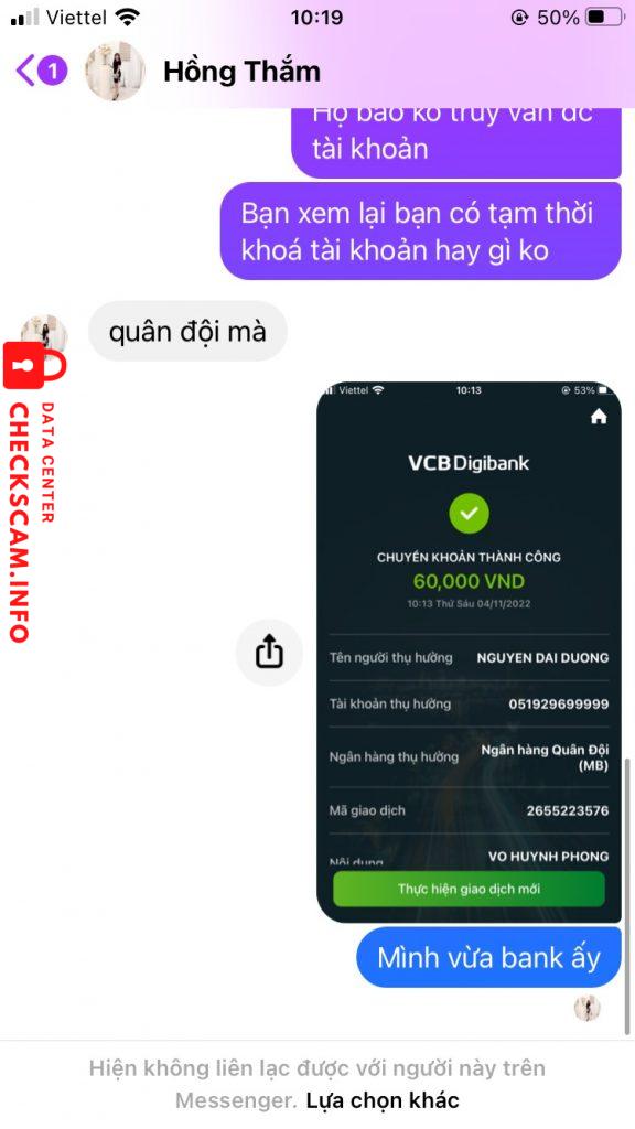 対する証拠 NGUYEN DAI DUONG (GIẢ MẠO)