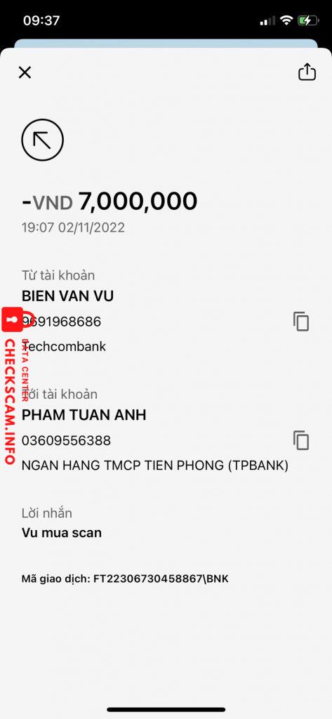 対する証拠 PHAM TUAN ANH