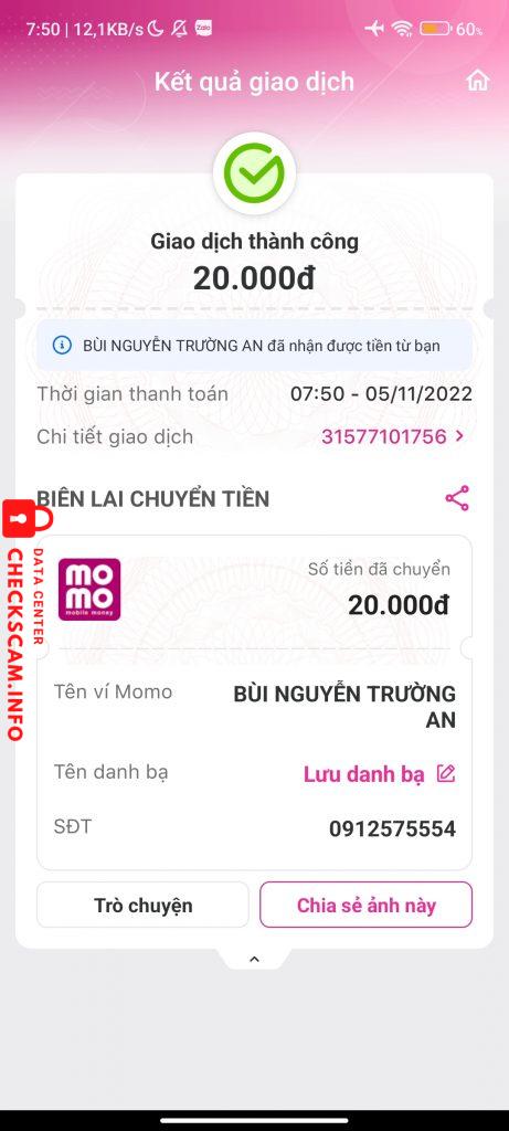 対する証拠 Bùi Nguyễn Trường An