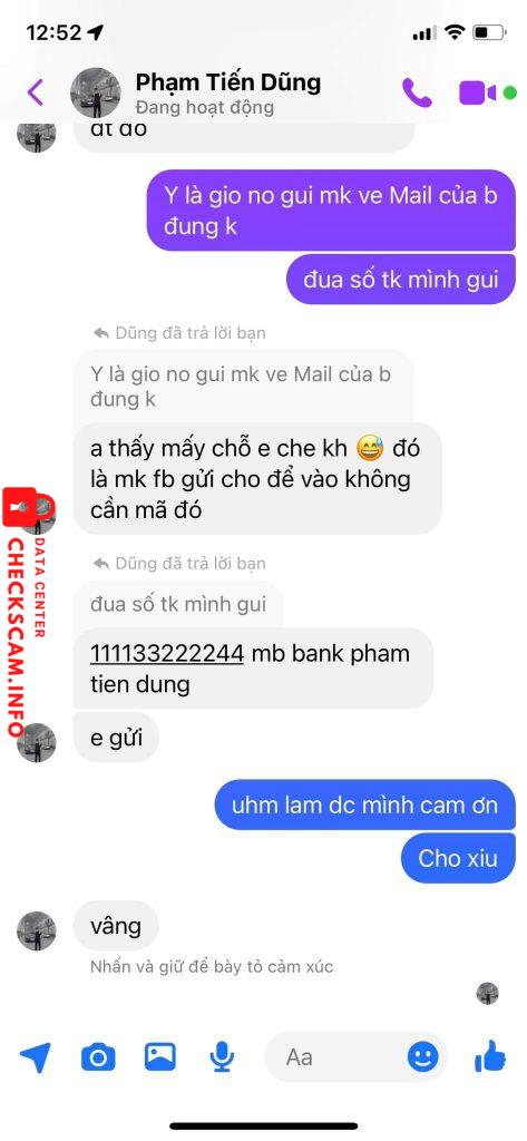 หลักฐานที่เป็นโทษต่อ Phạm Tiến Dũng