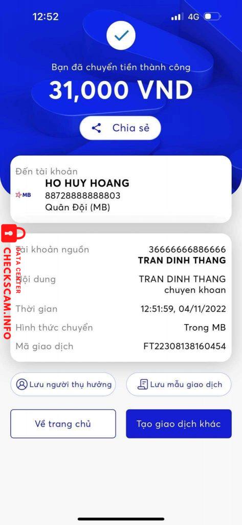 หลักฐานที่เป็นโทษต่อ Hồ Huy Hoàng