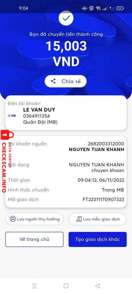 หลักฐานที่เป็นโทษต่อ Lê Văn Duy