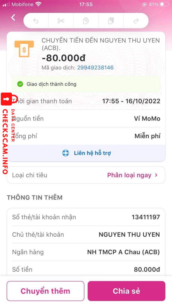 หลักฐานที่เป็นโทษต่อ NGUYEN THU UYEN
