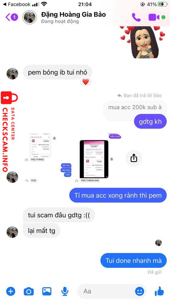 หลักฐานที่เป็นโทษต่อ Đặng Hoàng Gia Bảo 