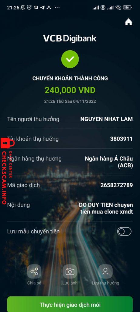 หลักฐานที่เป็นโทษต่อ nguyen nhat lam