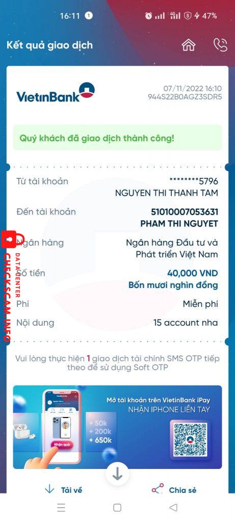 หลักฐานที่เป็นโทษต่อ PHAM THI NGUYET