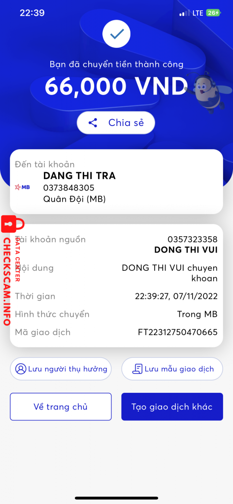 対する証拠 Đang Thi Tra