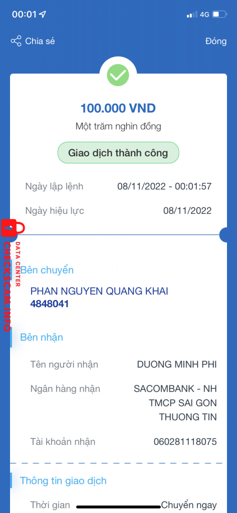 対する証拠 Dương Minh Phi
