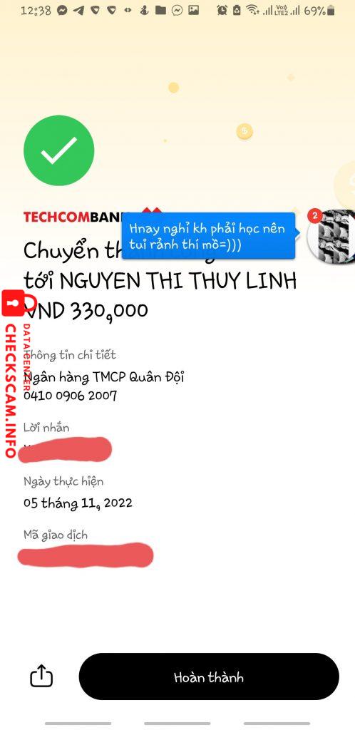対する証拠 Nguyen Thi Thuy Linh