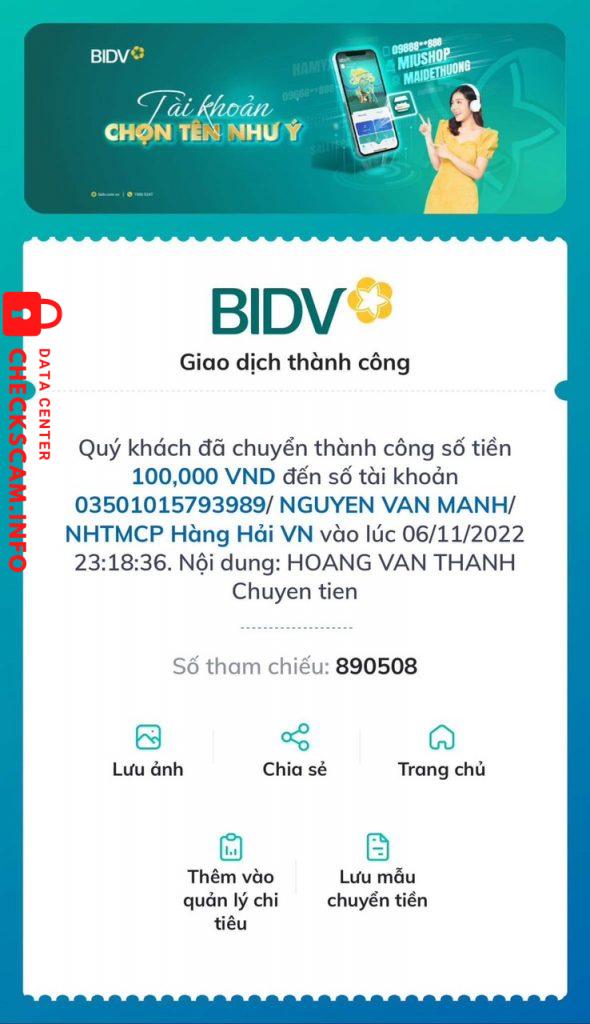 対する証拠 Nguyễn Văn Mạnh