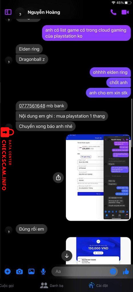 対する証拠 NGUYEN HUY HOANG
