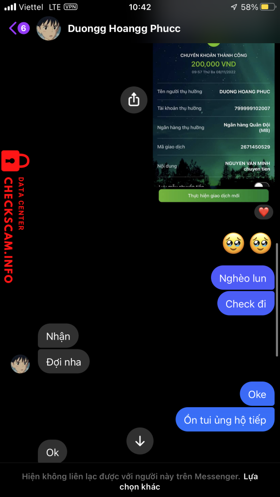 対する証拠 Dương Hoàng Phúc