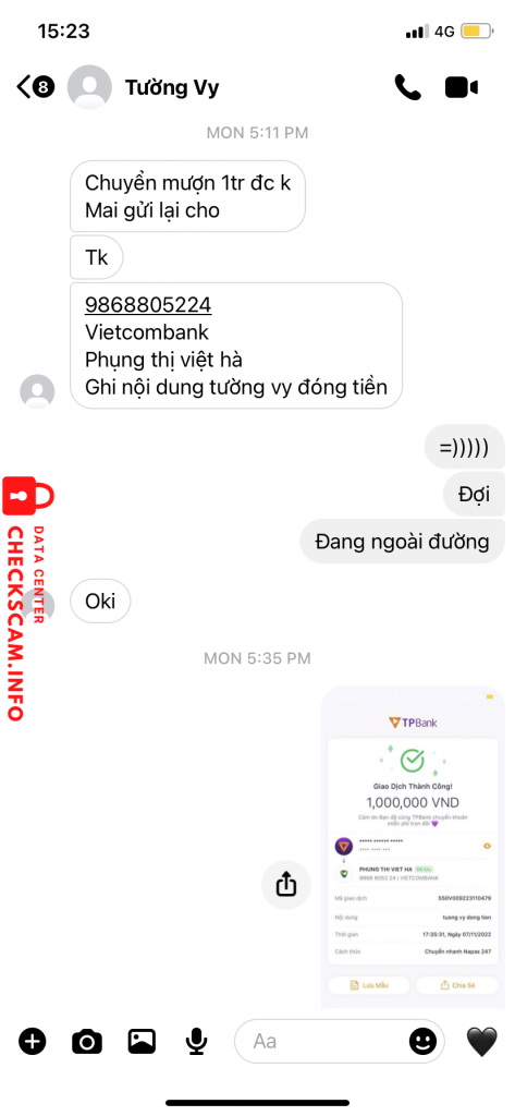 対する証拠 Phụng Thị Việt Hà