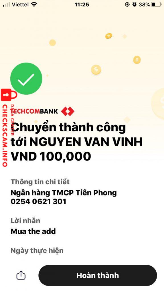 対する証拠 NGUYEN VAN VINH