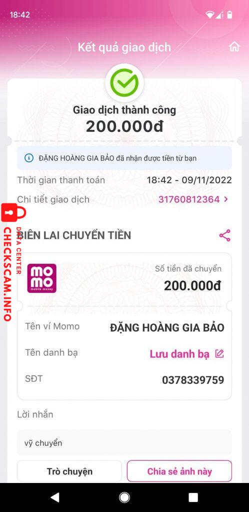 対する証拠 Đặng Hoàng Gia Bảo
