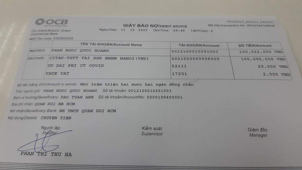 対する証拠 Đào tuấn anh