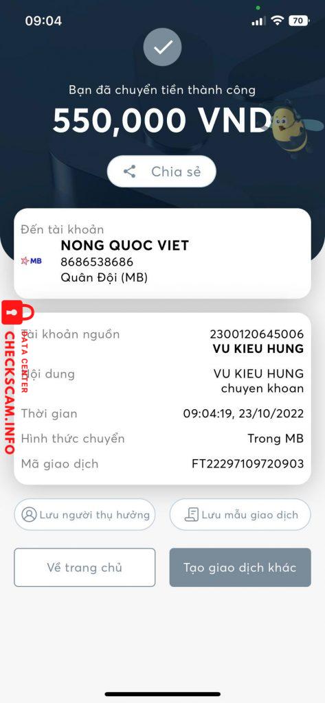 対する証拠 NONG QUOC VIET