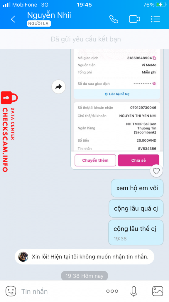 対する証拠 NGUYEN THI YEN NHI