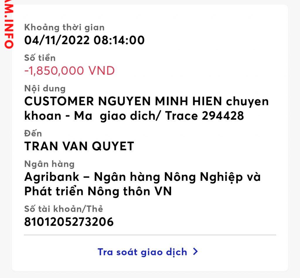 対する証拠 TRAN VAN QUYET