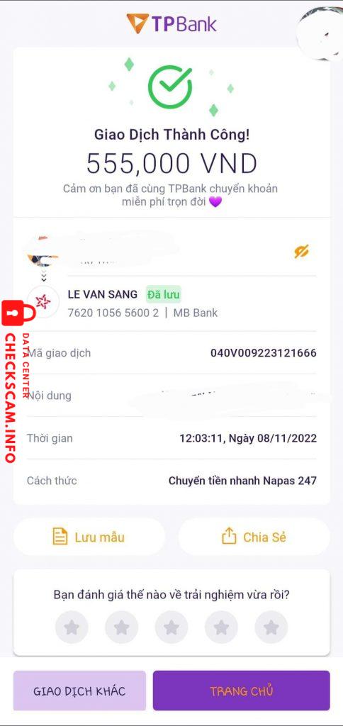 対する証拠 Le van sang