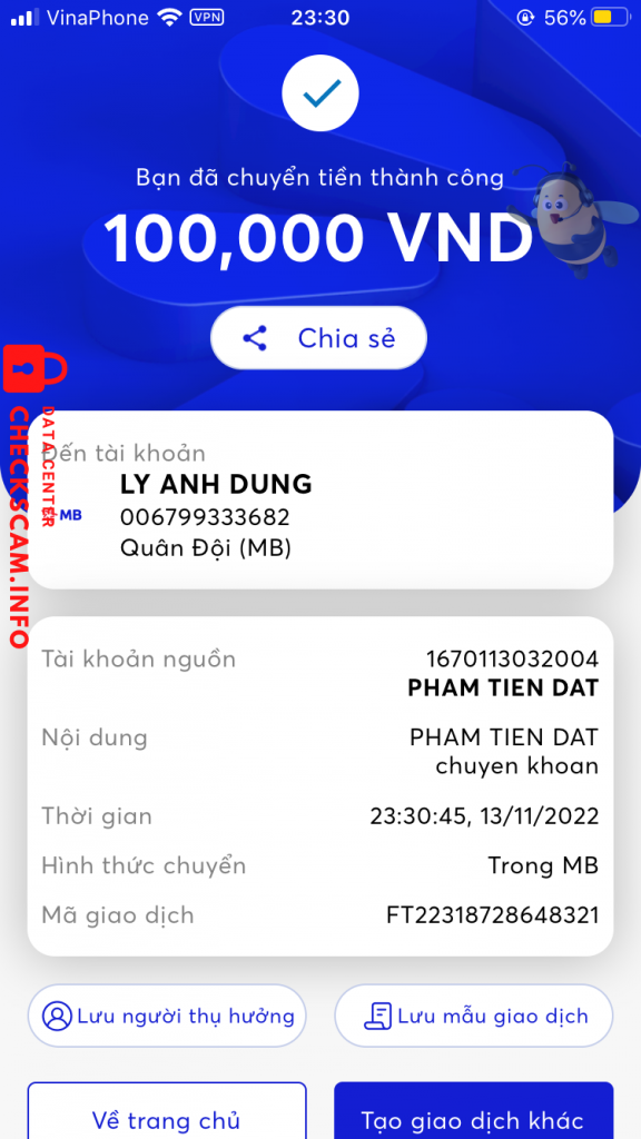 対する証拠 LY ANH DUNG