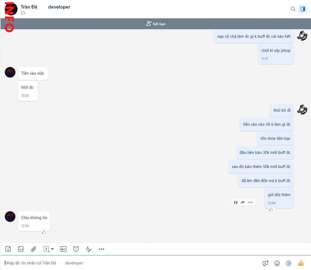 Αποδεικτικά στοιχεία κατά Trần Đệ developer 