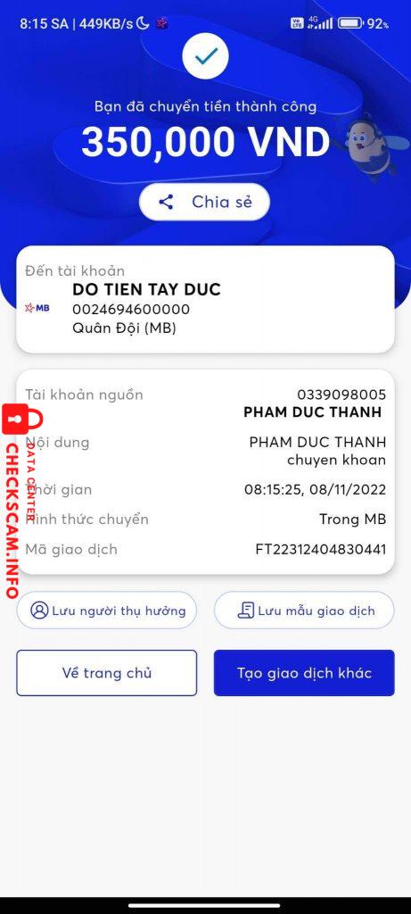 Αποδεικτικά στοιχεία κατά Do Tien Tay Duc