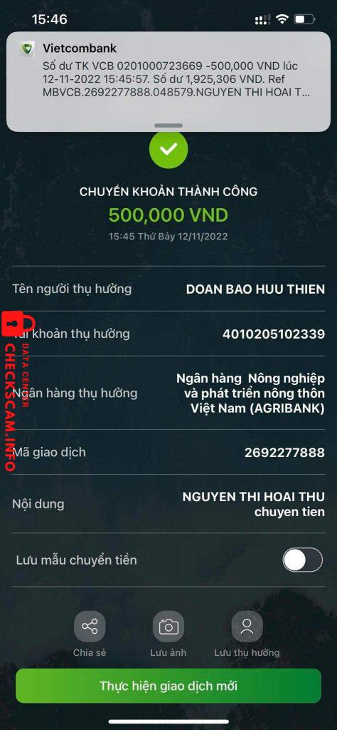 Αποδεικτικά στοιχεία κατά DOAN BAO HUU THIEN