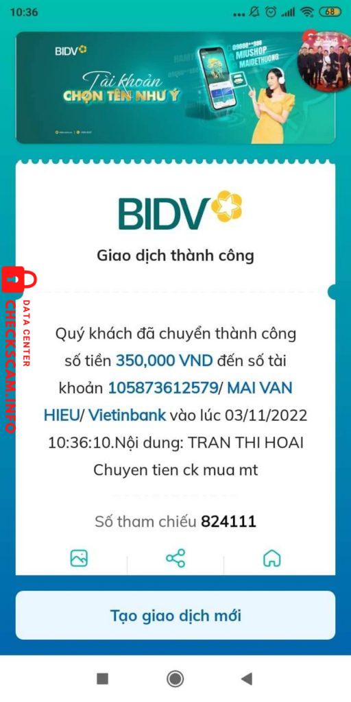 Доказательства против Mai Van Hieu