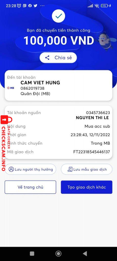 Доказательства против CAM VIET HUNG