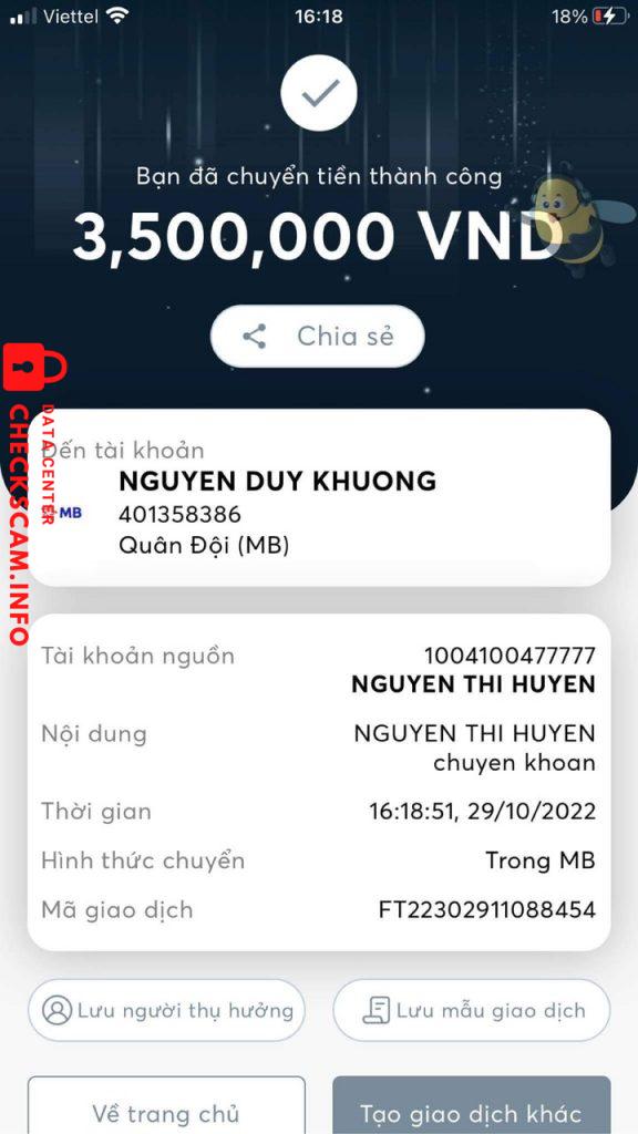 Доказательства против Nguyễn Thị Huyền
