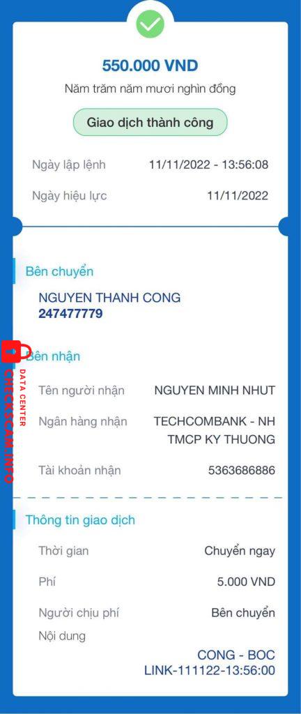 Αποδεικτικά στοιχεία κατά NGUYEN MINH NHUT