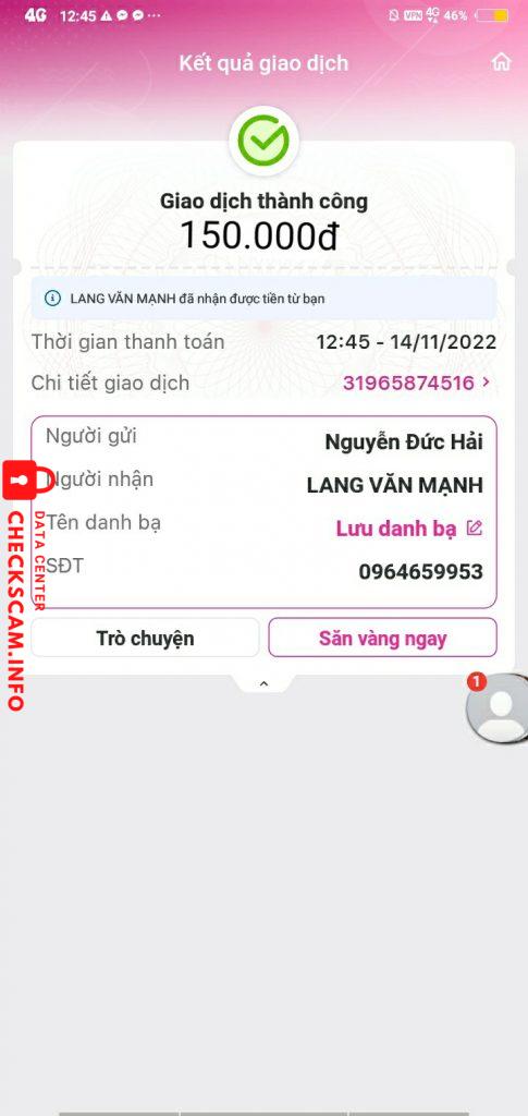 Bukti melawan LANG VAN MANH