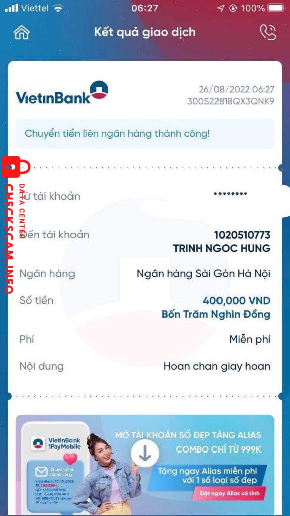 対する証拠 Trinh Ngoc Hung