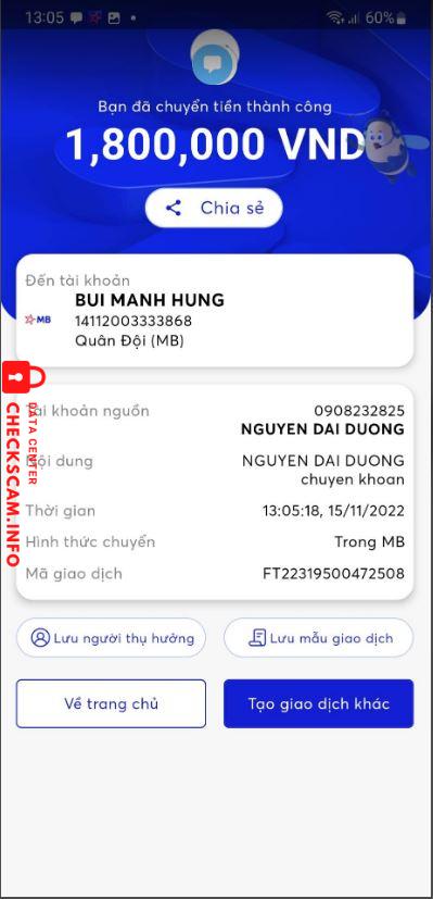 対する証拠 BUI MANH HUNG