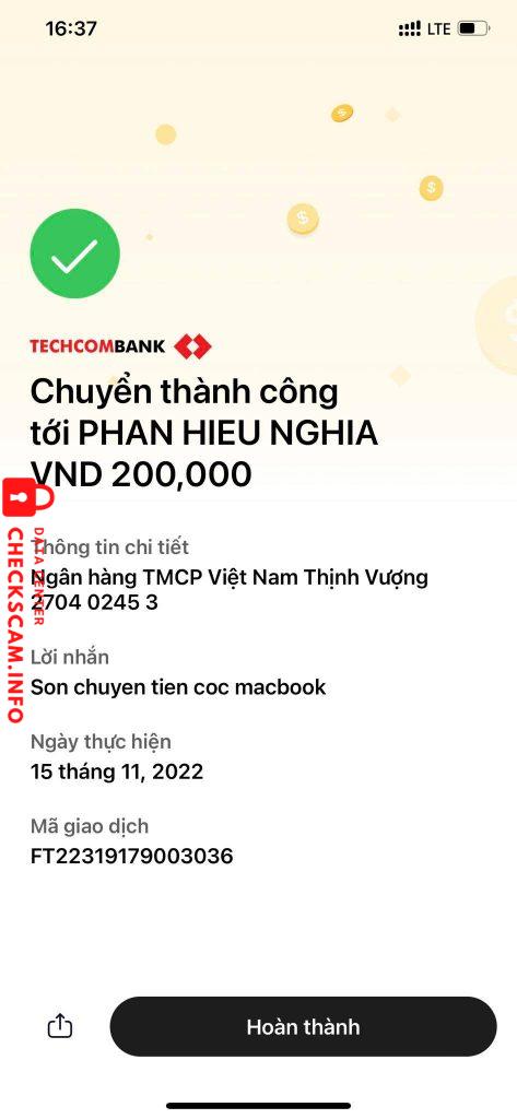 Αποδεικτικά στοιχεία κατά Phan Hiếu Nghĩa