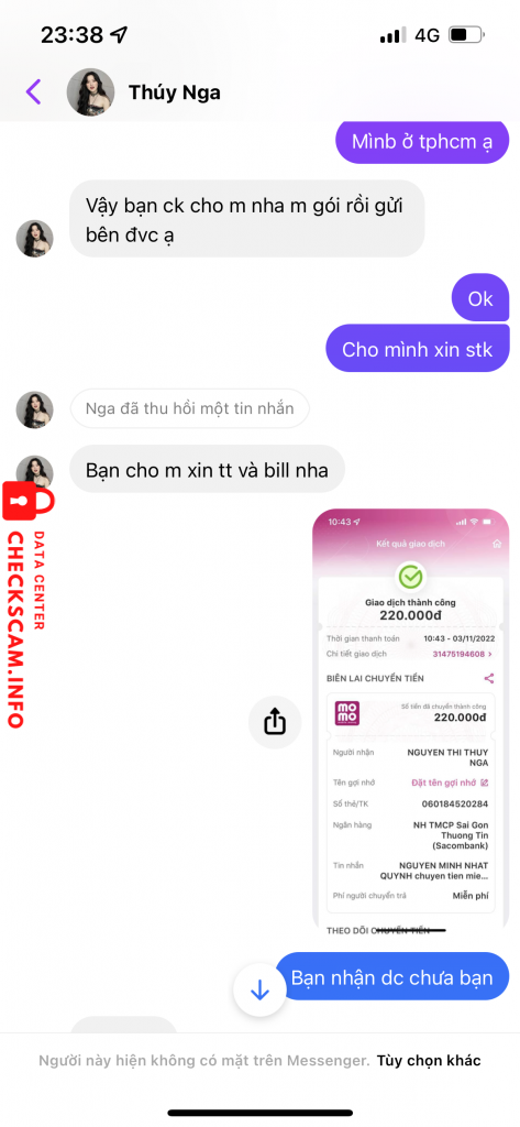 Αποδεικτικά στοιχεία κατά Nguyễn Thị Thuý Nga