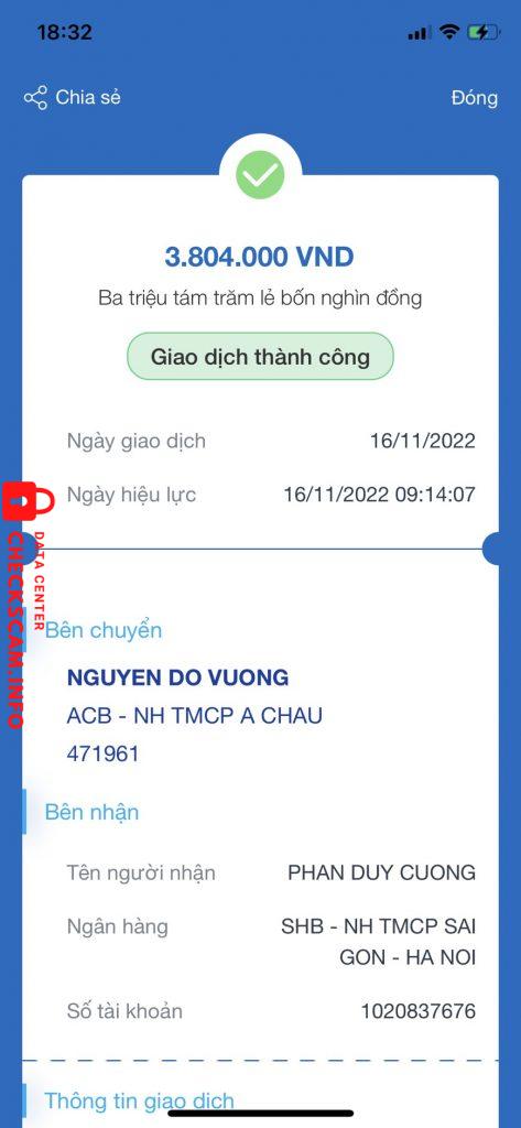 Αποδεικτικά στοιχεία κατά PHAN DUY CUONG