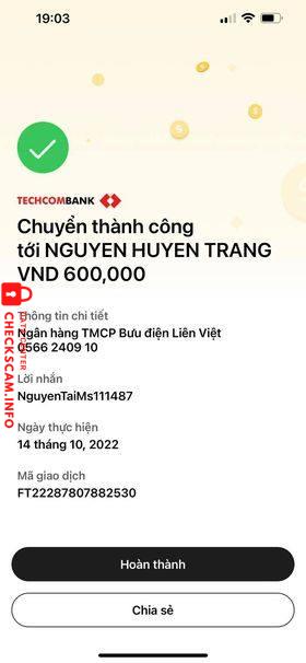 Preuves contre Nguyễn Huyền Trang