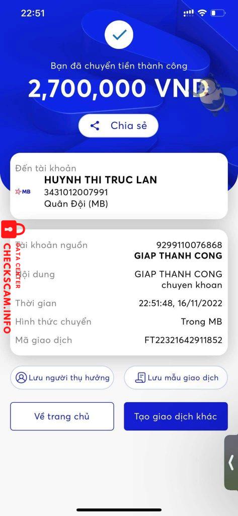 Preuves contre Huỳnh Thị Trúc Lan 