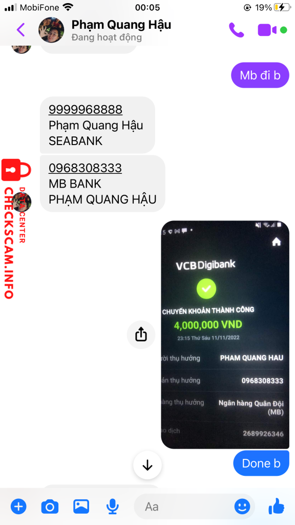 Bewijs tegen Phạm Quang Hậu