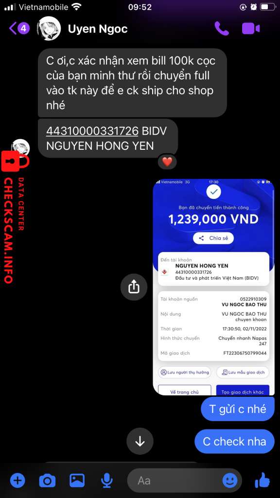 Bằng chứng chống lại Nguyễn Hồng Yến