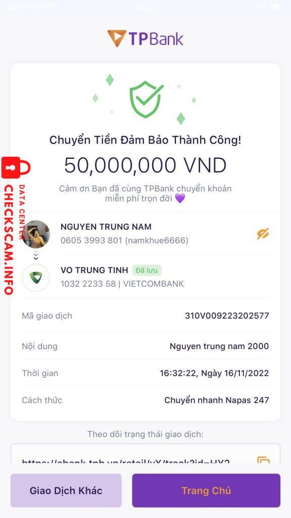 Αποδεικτικά στοιχεία κατά Vụ trung tinh 
