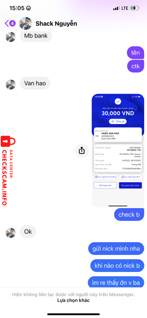 対する証拠 Vang Van Hao