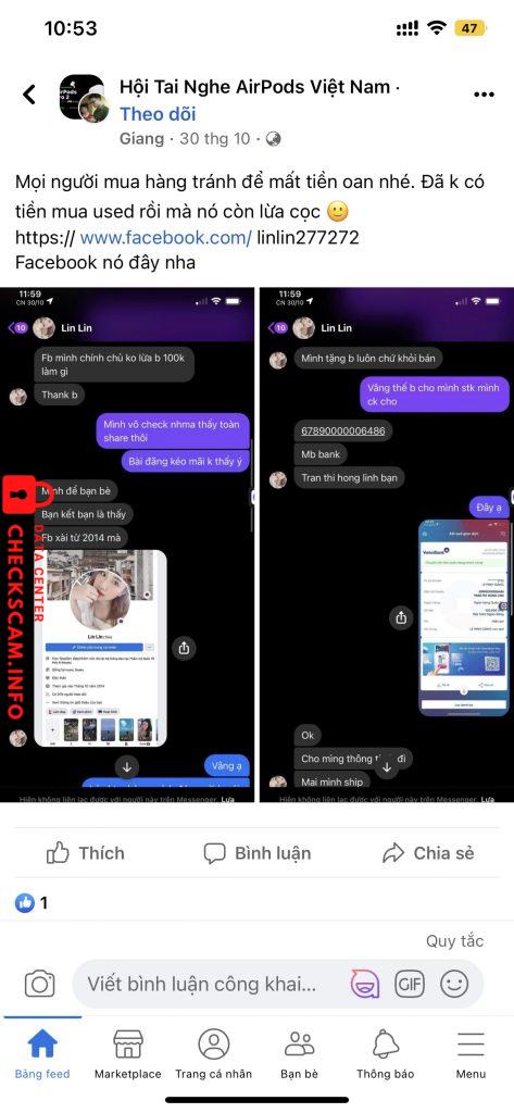 Preuves contre Tran Thi Hong Linh
