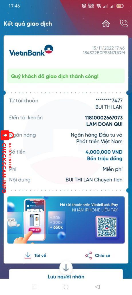 Preuves contre LAM DOAN QUI