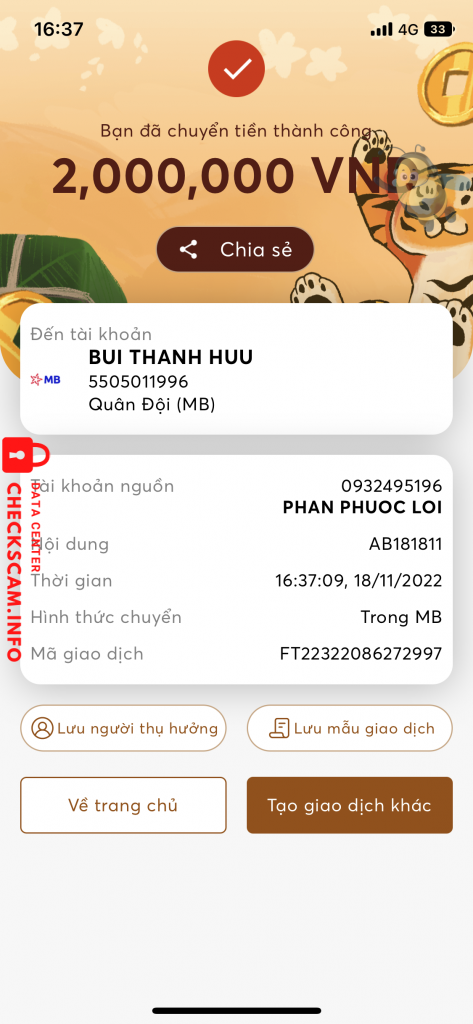 Preuves contre BUI THANH HUU