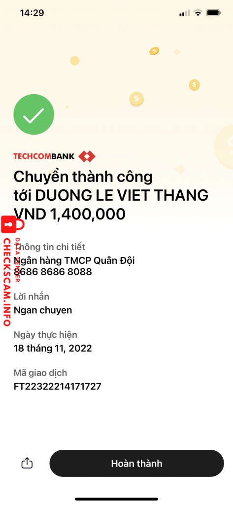 Preuves contre Duong Le Viet Thang
